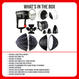 Aputure LS 600X Pro (A-Mount), Light Dome 150, F10 Fresnel, and Softboxes Bundle