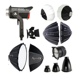 Aputure LS600D PRO Daylight LED Light (V-Mount), Light Dome 150, F10 Fresnel, and Softboxes Bundle