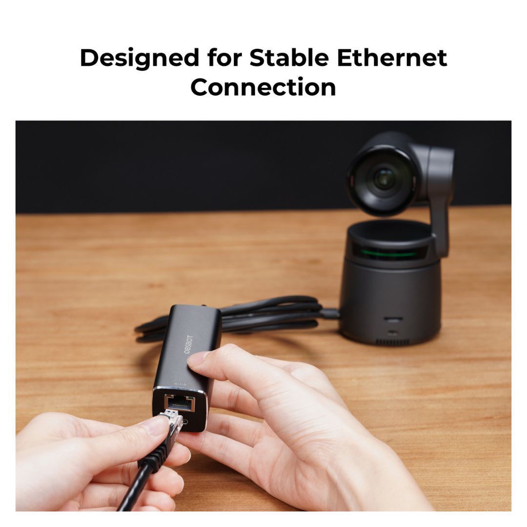 OBSBOT Ultra-Compact USB Type-C to Ethernet Adapter for Tail Air Camera (Black)