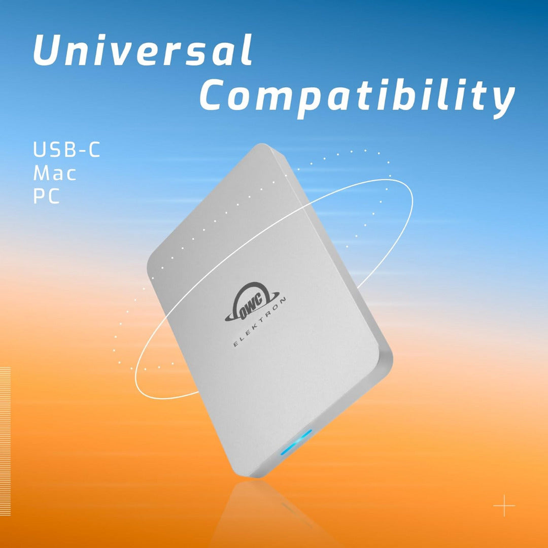 OWC Envoy Pro Elektron 1TB Mini-Sized SSD with Weather-Resistant Body (Silver) and OWC Cable Bundle