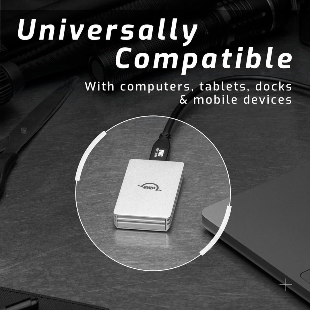 OWC Envoy 1TB Ultra-Portable USB-C NVMe SSD with 1000 MBPS Transfer Speed (Silver) Bundle
