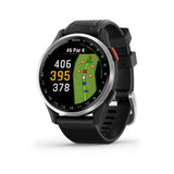Garmin Approach S44 GPS AMOLED Golf Smartwatch (Silver Aluminum Bezel, Black Silicone Band)