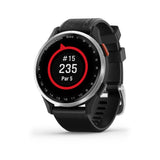 Garmin Approach S44 GPS AMOLED Golf Smartwatch (Silver Aluminum Bezel, Black Silicone Band)