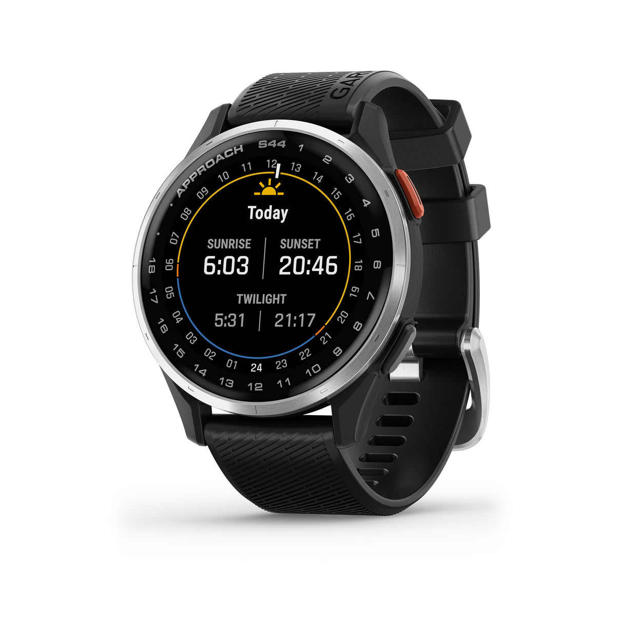 Garmin Approach S44 GPS AMOLED Golf Smartwatch (Silver Aluminum Bezel, Black Silicone Band)