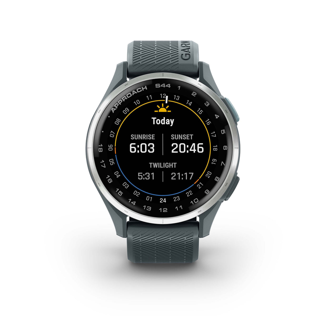 Garmin Approach S44 GPS AMOLED Golf Smartwatch (Silver Aluminum Bezel, Twilight Silicone Band)