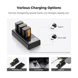 K&F Concept 1100mAh NP FW50 Replacement Batteries 3-Pack with 3-Slot LCD Charger for Sony Cameras