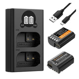 K&F Concept DMW-BLK22 2400mAh Battery 2-Pack with Dual Slot LCD Charger for Panasonic Lumix DC-S5II