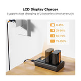 K&F Concept DMW-BLK22 2400mAh Battery 2-Pack with Dual Slot LCD Charger for Panasonic Lumix DC-S5II