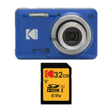 Kodak PIXPRO Friendly Zoom FZ55 Blue Digital Camera with 32GB Memory Card Bundle6.3