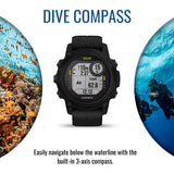 Garmin Descent G1 Solar Dive 45mm GPS Smartwatch (Black) with Focus Camera Charger Stand Bundle