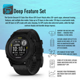 Garmin Descent G1 Solar Dive 45mm GPS Smartwatch (Black) with Focus Camera Charger Stand Bundle