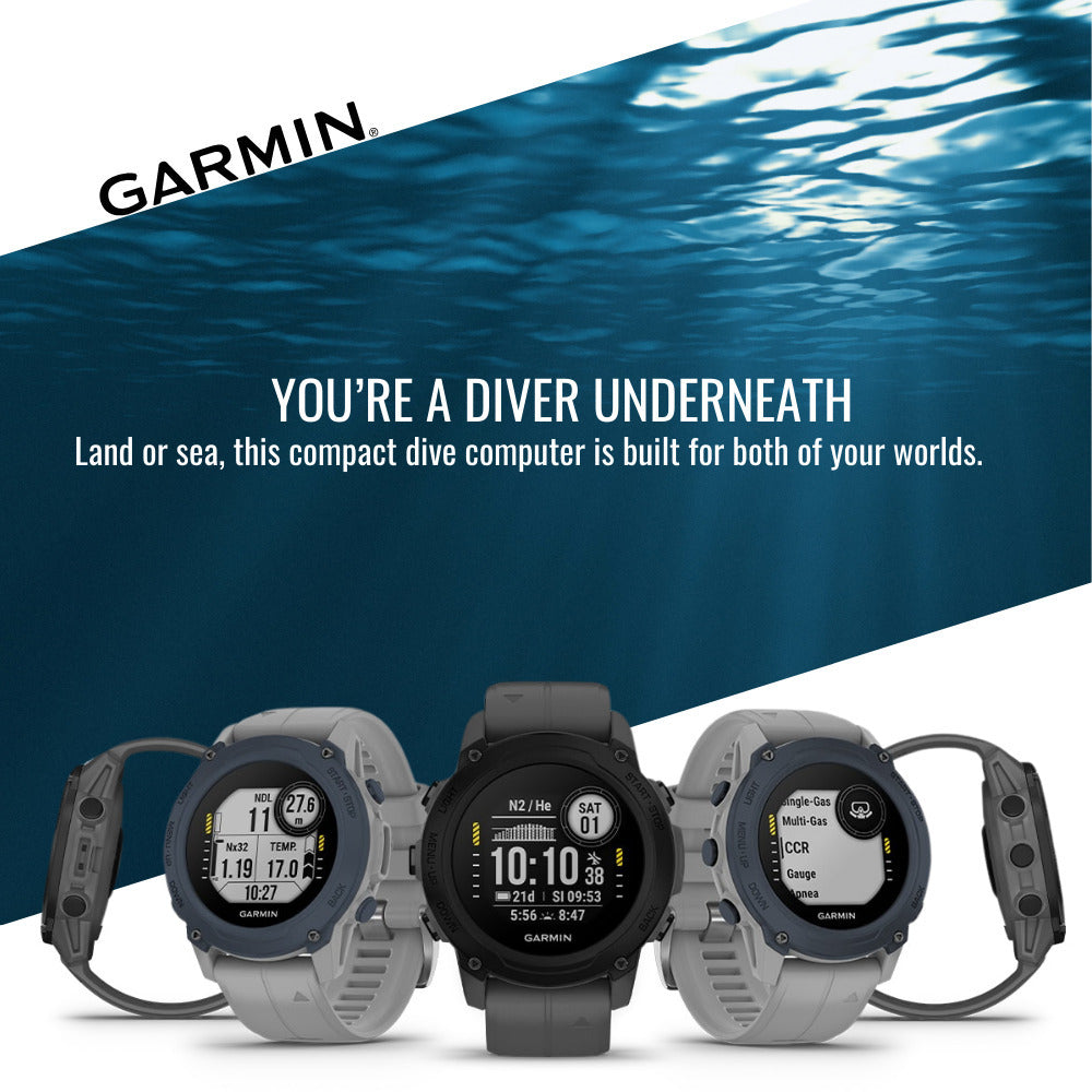 Garmin Descent G1 Solar Dive 45mm GPS Smartwatch (Black) with Focus Camera Charger Stand Bundle