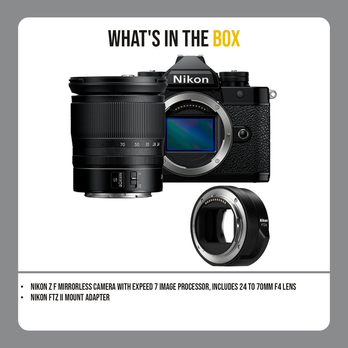 Nikon Z F EXPEED 7 Image Processor Mirrorless Camera with Nikon FTZ II Mount Adapter Bundle