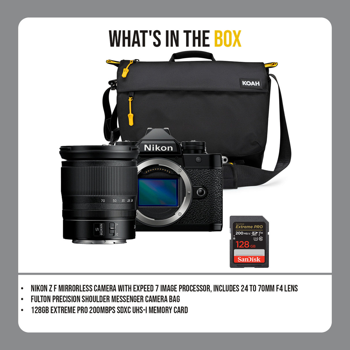Nikon Z F EXPEED 7 Image Processor Mirrorless Camera with Camera Bag and 128GB Memory Card Bundle