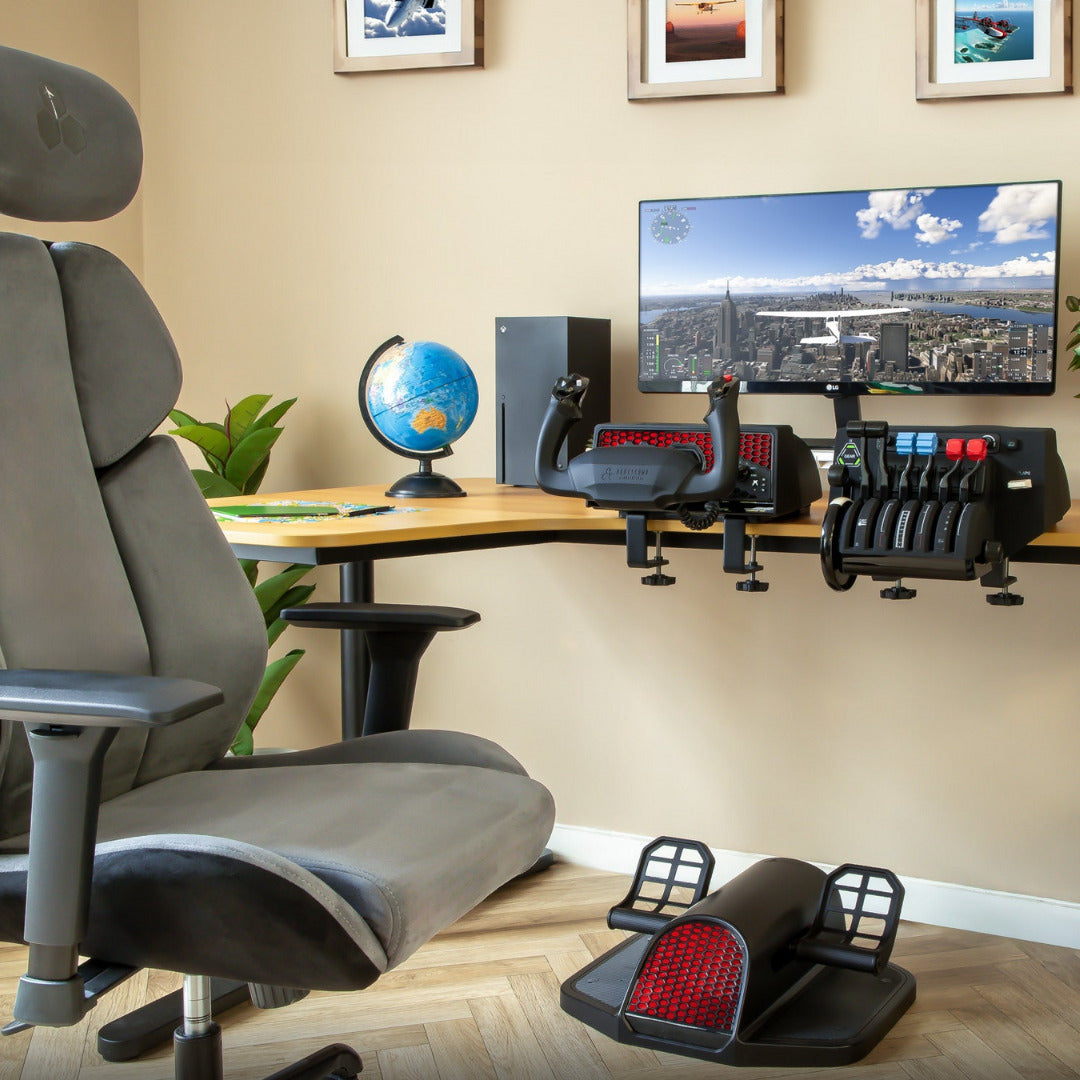 Honeycomb Aeronautical Charlie Rudder Pedals with Bravo Throttle, Alpha Yoke, and Dust Covers Bundle