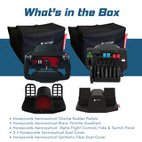 Honeycomb Aeronautical Charlie Rudder Pedals with Bravo Throttle, Alpha Yoke, and Dust Covers Bundle