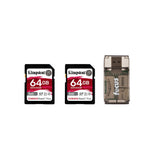 Kingston Canvas React Plus 64GB U3 V90 SD Card (2-Pack) and Focus All-In-One Card Reader Bundle