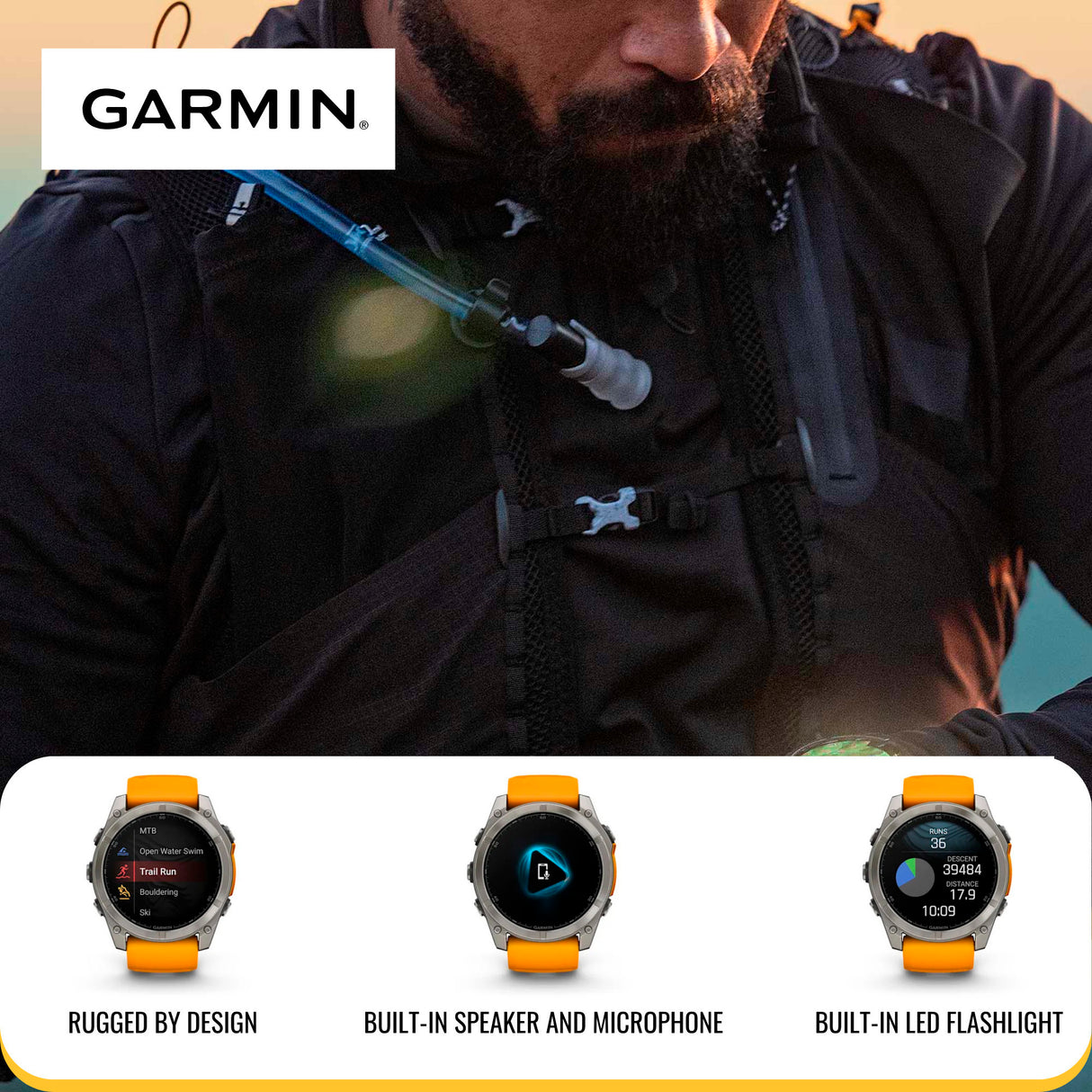 Garmin Fenix 8 Sapphire 51mm GPS Smartwatch and Focus 9H Tempered Glass Screen Protector Bundle