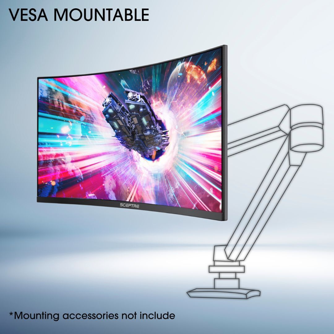 Sceptre C275B-FWT240 27-Inch LED Curved Gaming Monitor with 1080P FHD and Built-In Speakers (Black)
