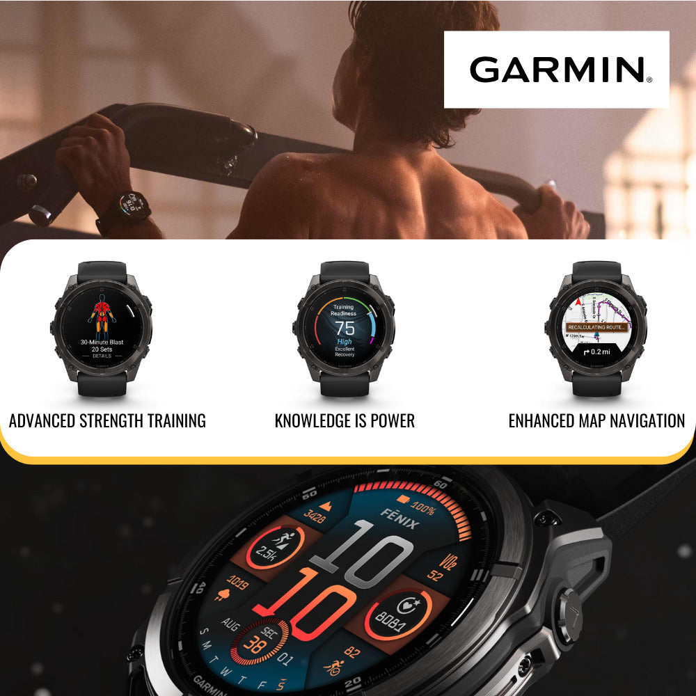 Garmin Fenix 8 51mm GPS Smartwatch (Slate Gray and Black) and Satellite Communicator Bundle