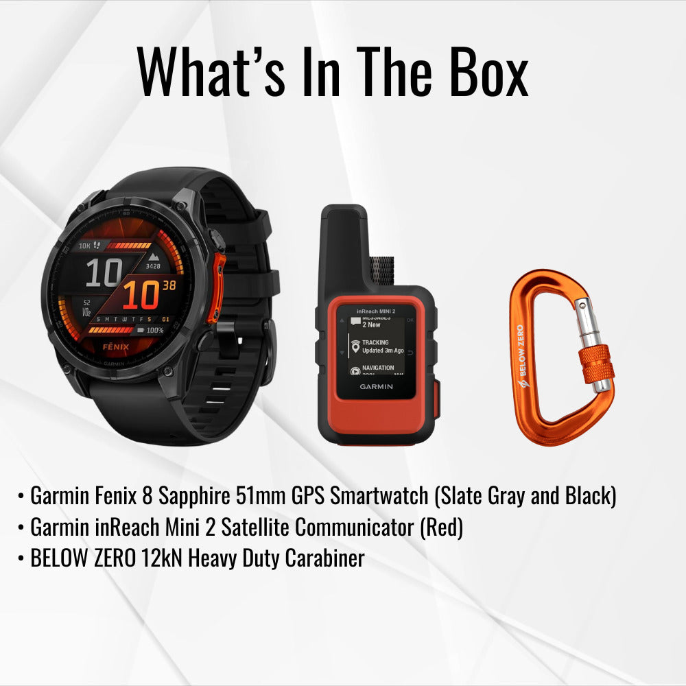Garmin Fenix 8 51mm GPS Smartwatch (Slate Gray and Black) and Satellite Communicator Bundle