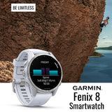 Garmin Fenix 8 43mm GPS Smartwatch (Silver and Whitestone) and Satellite Communicator Bundle