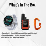 Garmin Fenix 8 43mm GPS Smartwatch (Silver and Whitestone) and Satellite Communicator Bundle