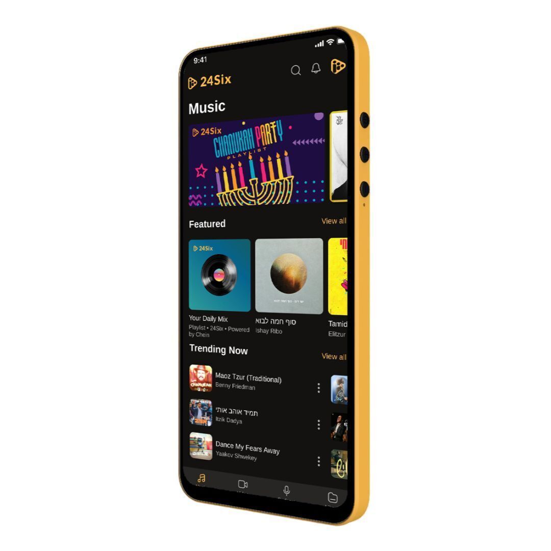 24Six Family Player2 Super-Thin 64GB Kosher Media Player with 6.5-Inch HD Screen (Black and Orange)