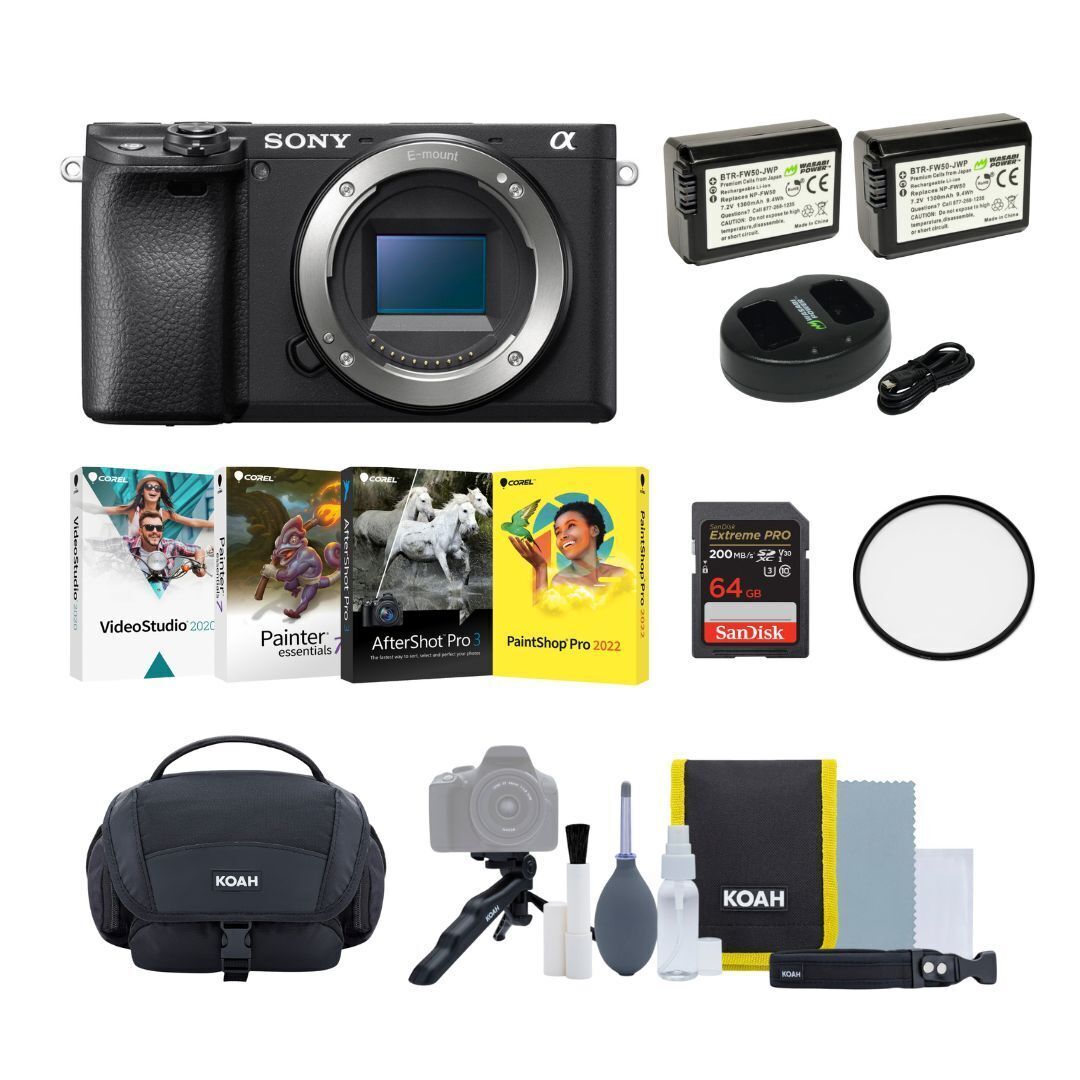 Sony Alpha a6400 Mirrorless Digital Camera (Body Only) and Power Battery (2-Pack) Bundle