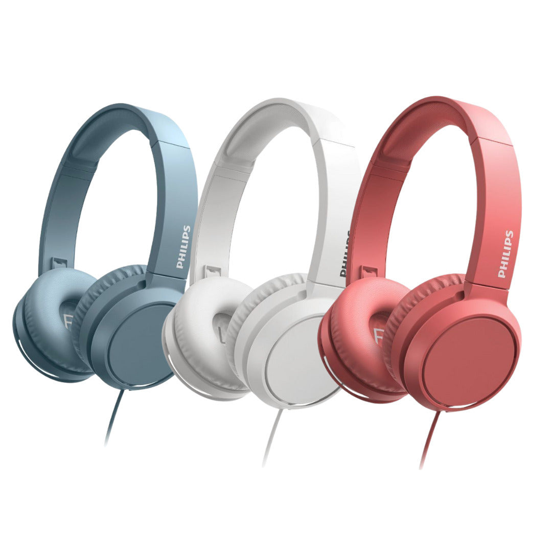 Philips 3000 Series TAH4105RD00 On-Ear Closed-Back Headphones with 32mm Drivers (Red) Bundle