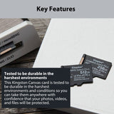 Kingston 64GB Canvas Durable Select Plus UHS-I MicroSDXC Memory Cards (3-Pack) Bundle
