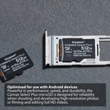 Kingston 64GB Canvas Durable Select Plus UHS-I MicroSDXC Memory Cards (3-Pack) Bundle