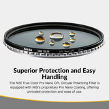 NiSi 95mm True Color Pro Nano CPL Circular Polarizing Filter with Case and Cleaning Cloth Bundle