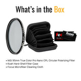 NiSi 95mm True Color Pro Nano CPL Circular Polarizing Filter with Case and Cleaning Cloth Bundle