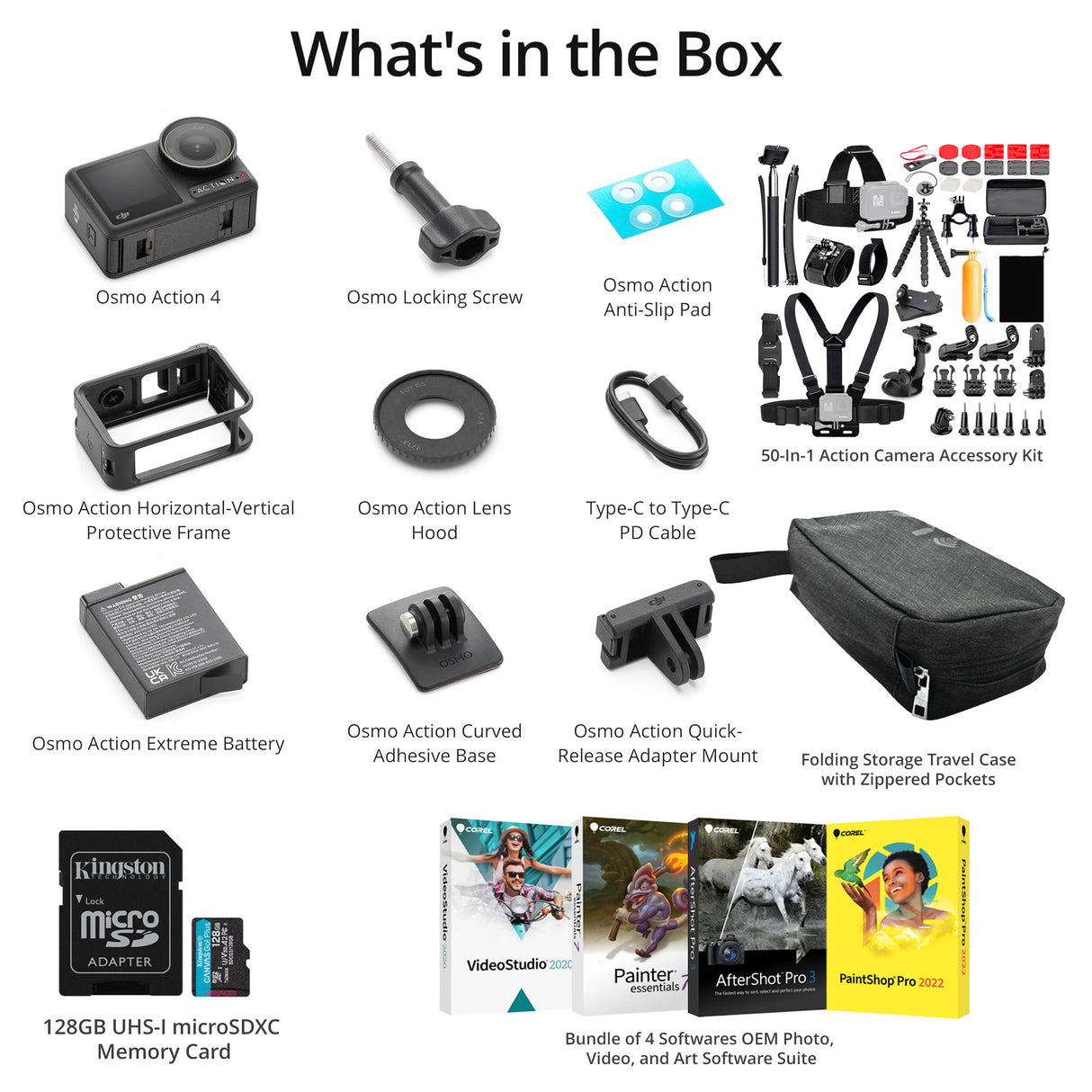 DJI Osmo Action 4 Camera Standard Combo Bundle (50-in-1 accessory kit)
