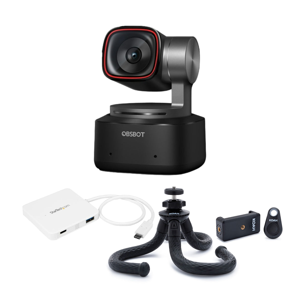OBSBOT Tiny 2 AI-Powered PTZ 4K Webcam with Dual Native ISO Technology and Dynamic Gesture Bundle