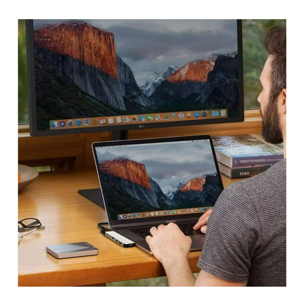 HyperDrive NET 6-In-2 USB-C Hub for Data Transfer, Video Output, and Power Delivery (Silver)