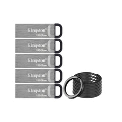 Kingston 128GB DataTraveler Kyson USB 3.2 Flash Drive (5-Pack) and Focus Camera Keyrings Bundle