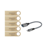 Kingston DataTraveler SE9 G3 USB 3.2 Gen 1 Flash Drive (256GB, 5-Pack) and Adapter Bundle