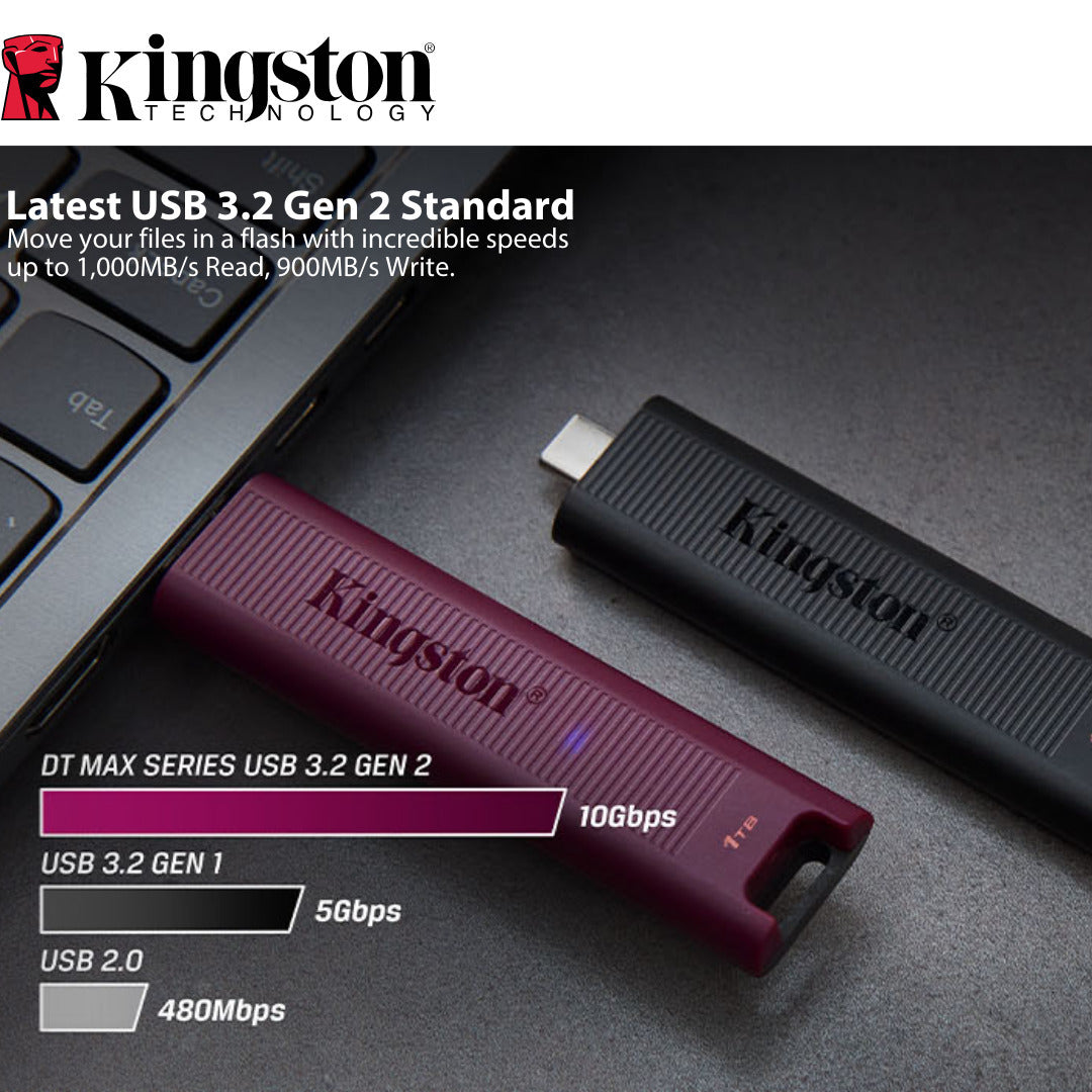 Kingston DataTraveler Max Type-A 256GB USB Flash Drive (2-Pack) with Keychain Rings Bundle