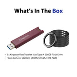 Kingston DataTraveler Max Type-A 256GB USB Flash Drive (2-Pack) with Keychain Rings Bundle