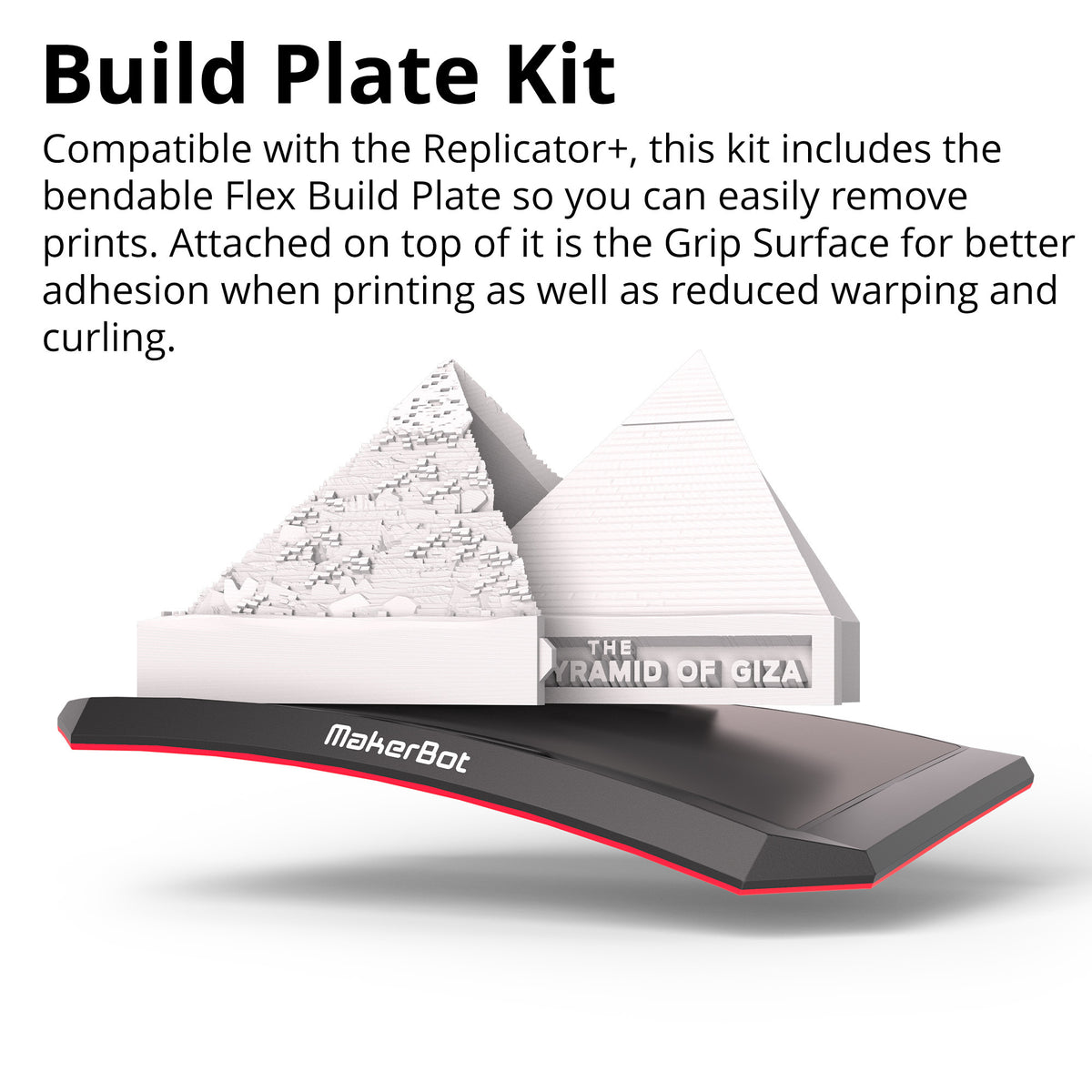 MakerBot Replicator Plus Flex Build Plate Kit with PLA 3D Printing Filament Large Spool (True Black)
