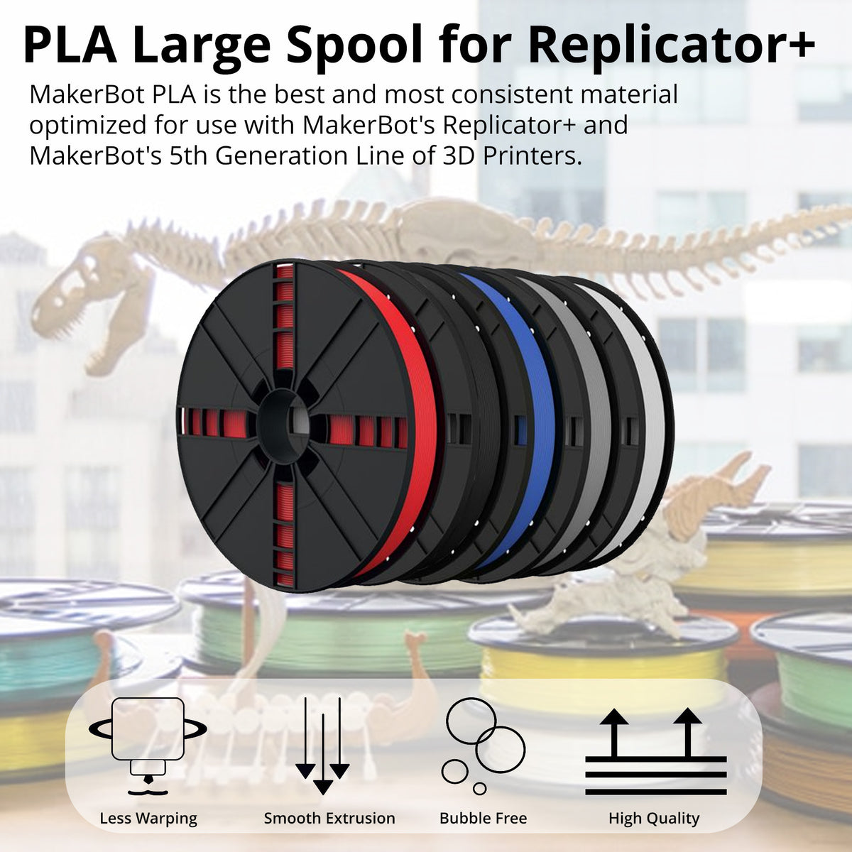 MakerBot Replicator Plus Flex Build Plate Kit with PLA 3D Printing Filament Large Spool (True Black)