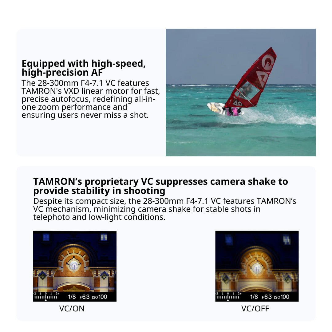 Tamron 28-300mm F/4-7.1 Di III VC VXD for Sony E-Mount (Model A074S) with Bag and Lens Filter Bundle