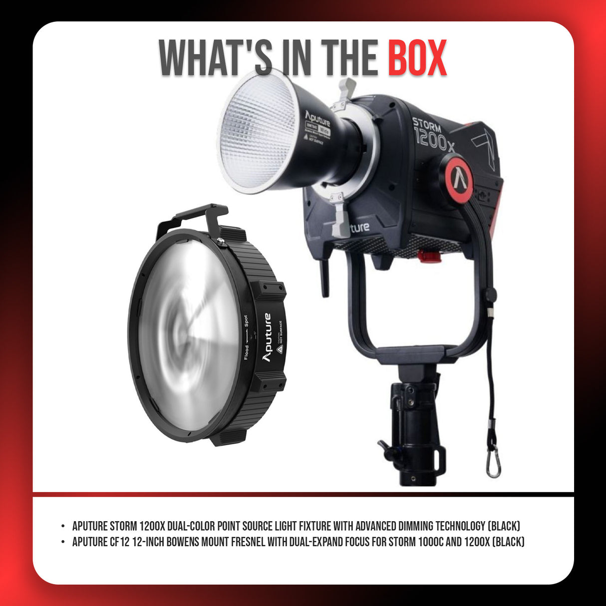 Aputure STORM 1200x Dual-Color Point Source Light Fixture with Dimming Technology Bundle