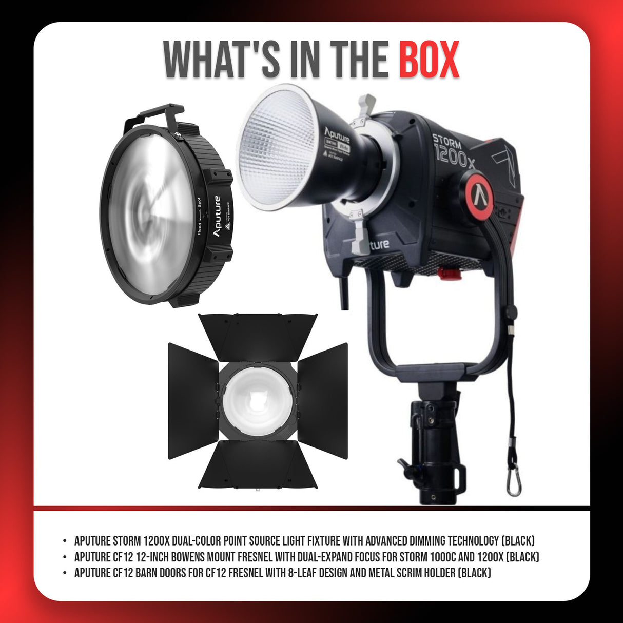 Aputure STORM 1200x Dual-Color Point Source Light Fixture with Advanced Dimming Technology Bundle