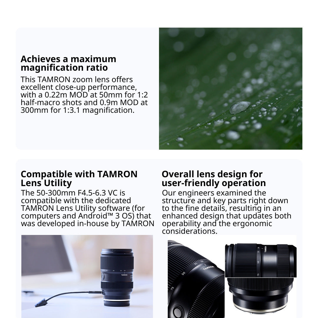 Tamron 50-300mm F4.5-6.3 Di III VC VXD Lens for Sony E-Mount (Model A069S) with 28-75mm Lens Bundle
