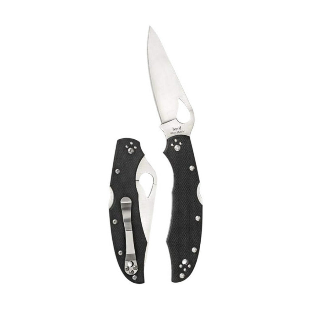 Spyderco Byrd Cara Cara 2 Black Folding Knife with 8Cr13MoV PlainEdge Blade