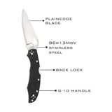 Spyderco Byrd Cara Cara 2 Black Folding Knife with 8Cr13MoV PlainEdge Blade