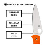 Spyderco Endura 4 Lightweight Signature Orange PlainEdge Blade Folding Knife
